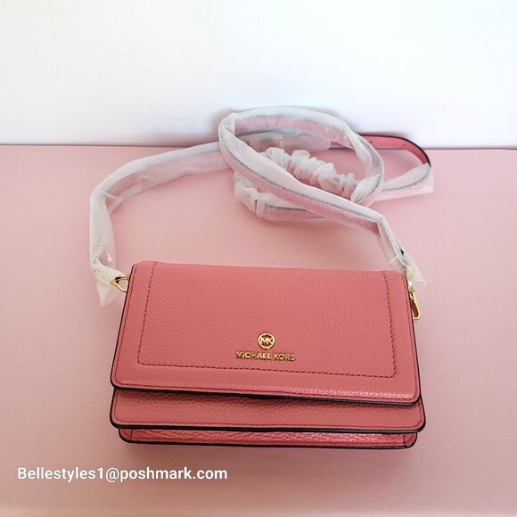 MICHAEL KORS Jet Set Charm Small Phone Pebbled Leather Crossbody- Tea Rose⭐ - Picture 5 of 16